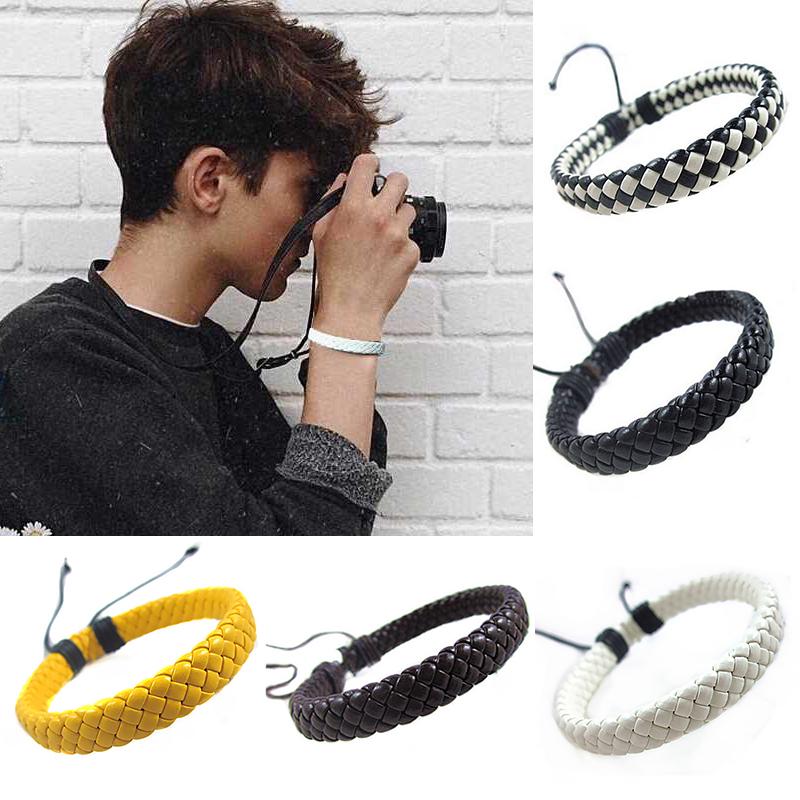 Мужчины женщины цепи простых мода кожаный браслет молодых людей Men Women Weave Hand Chain Simple Fashion Leather Bracelet Young People