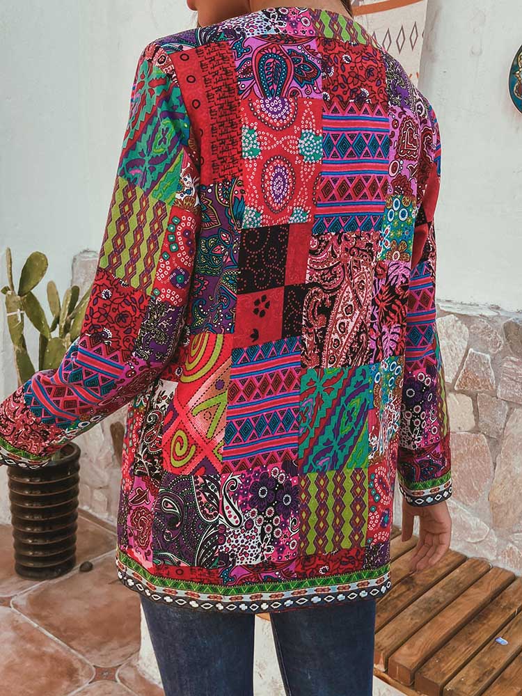 Пальто с цветочным принтом в этническом стиле Винтаж Floral print coat in ethnic vintage style. - Image 5