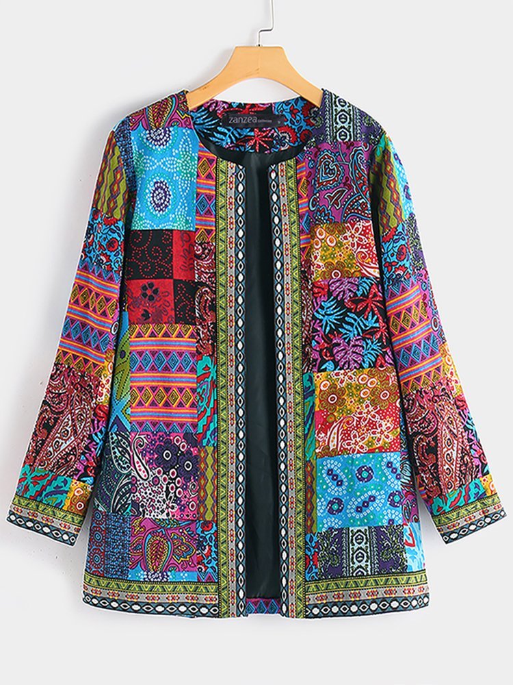Пальто с цветочным принтом в этническом стиле Винтаж Floral print coat in ethnic vintage style. - Image 6