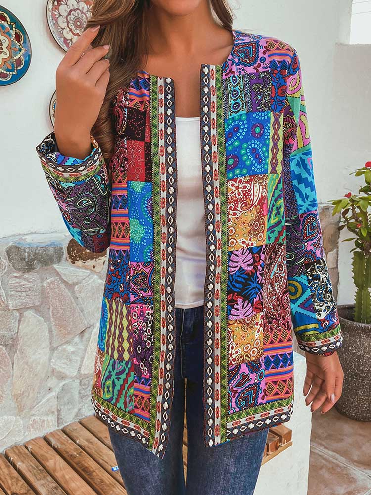 Пальто с цветочным принтом в этническом стиле Винтаж Floral print coat in ethnic vintage style. - Image 2