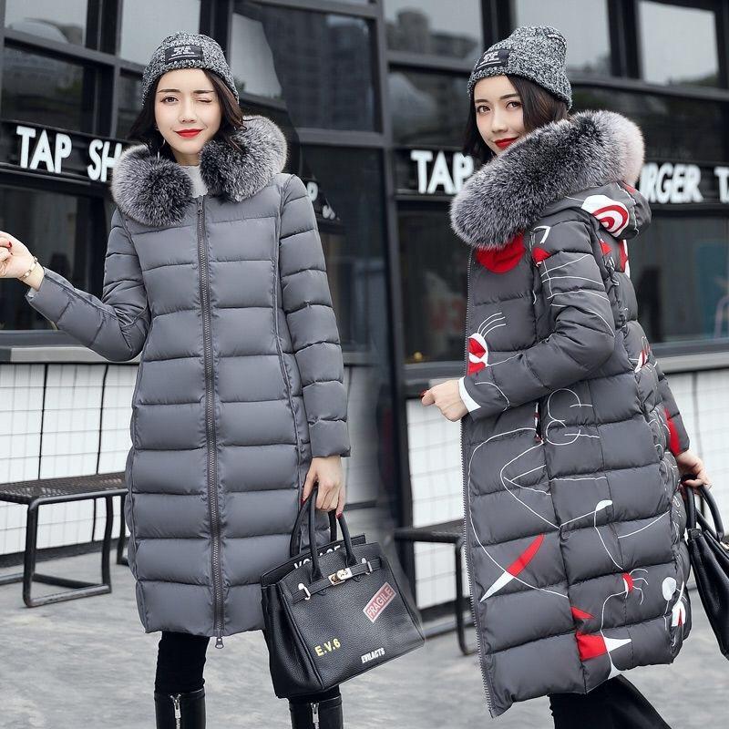 Winter Women Hooded Coat Fur Collar Зимнее женское пальто с капюшоном с меховым воротником — изображение 4