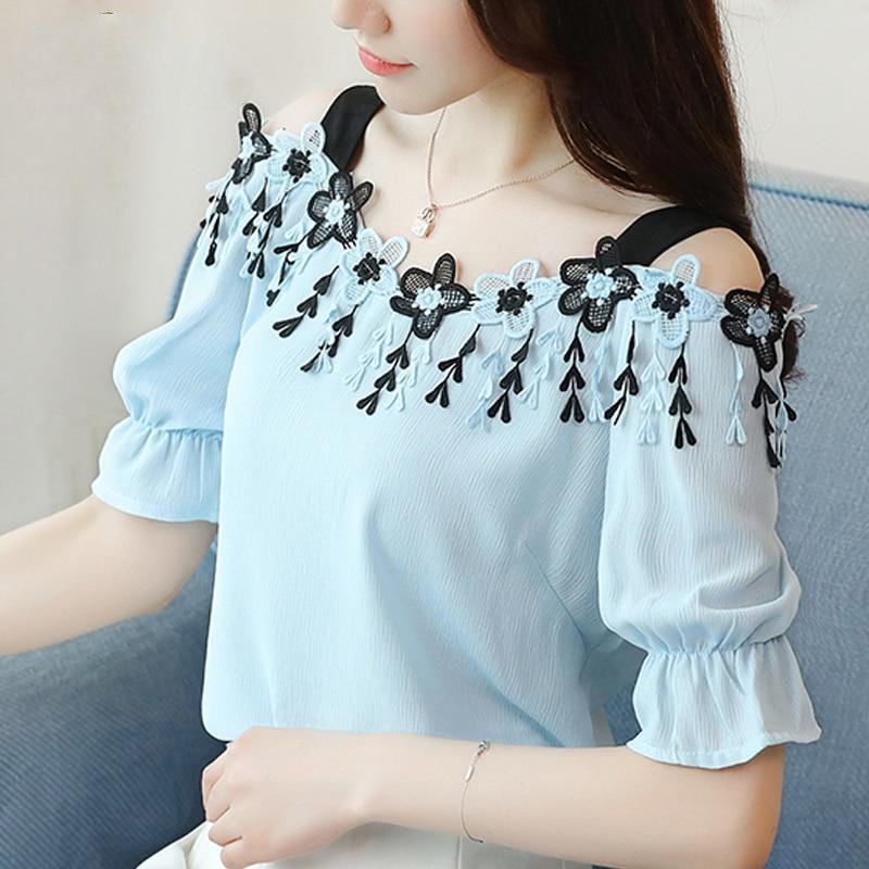 Модная сексуальная женская блузка Short Sleeve Chiffon Top for Women - Image 7