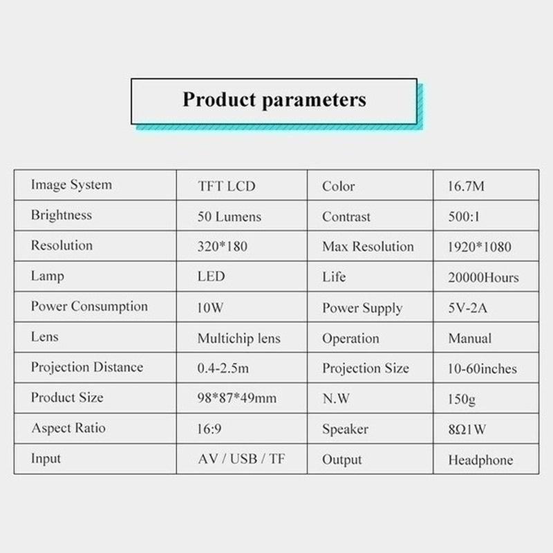 Newest Portable HD 1080P 10W Mini Projector Newest Portable HD 1080P 10W Mini Projector - Image 3