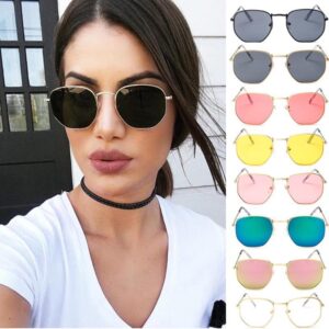 Women's Vintage Square Polygon Glasses Beach-ready shades
